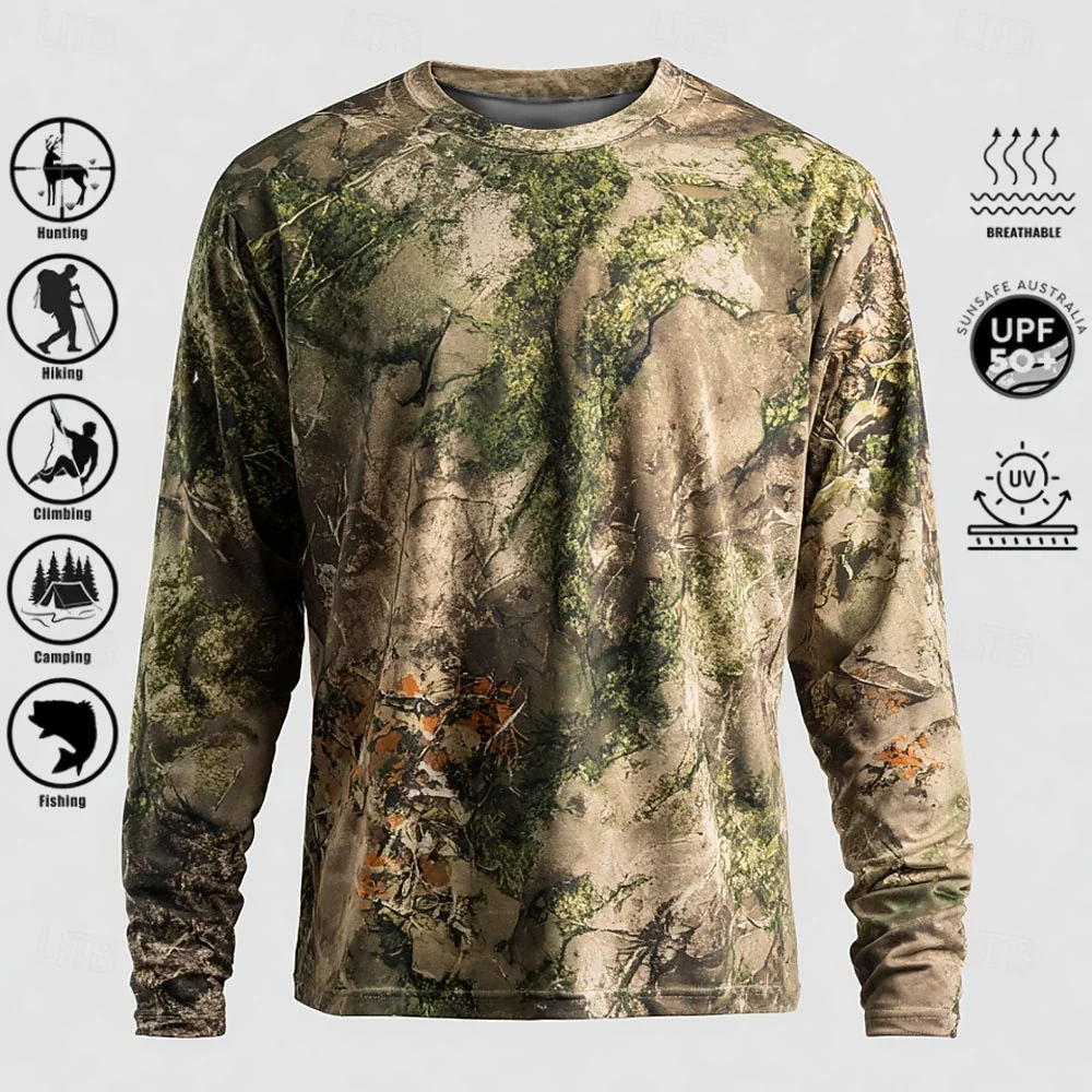 Men Long Sleeve T-shirt Polyes - Outdoor Hunting Prints 评论和价格